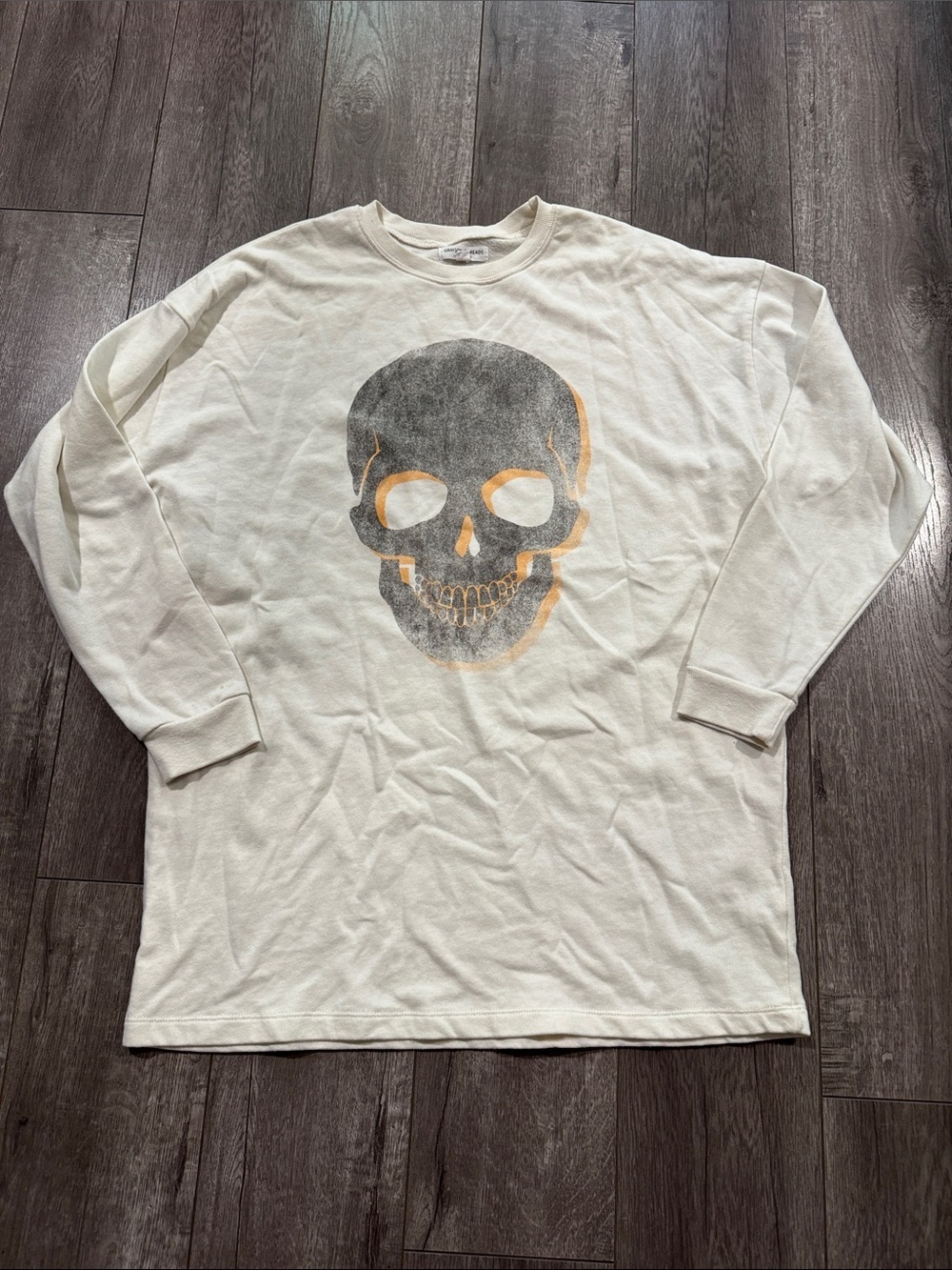 Halloween Skull Crewneck Thin Sweatshirt dress tunic Grayson/Threads M